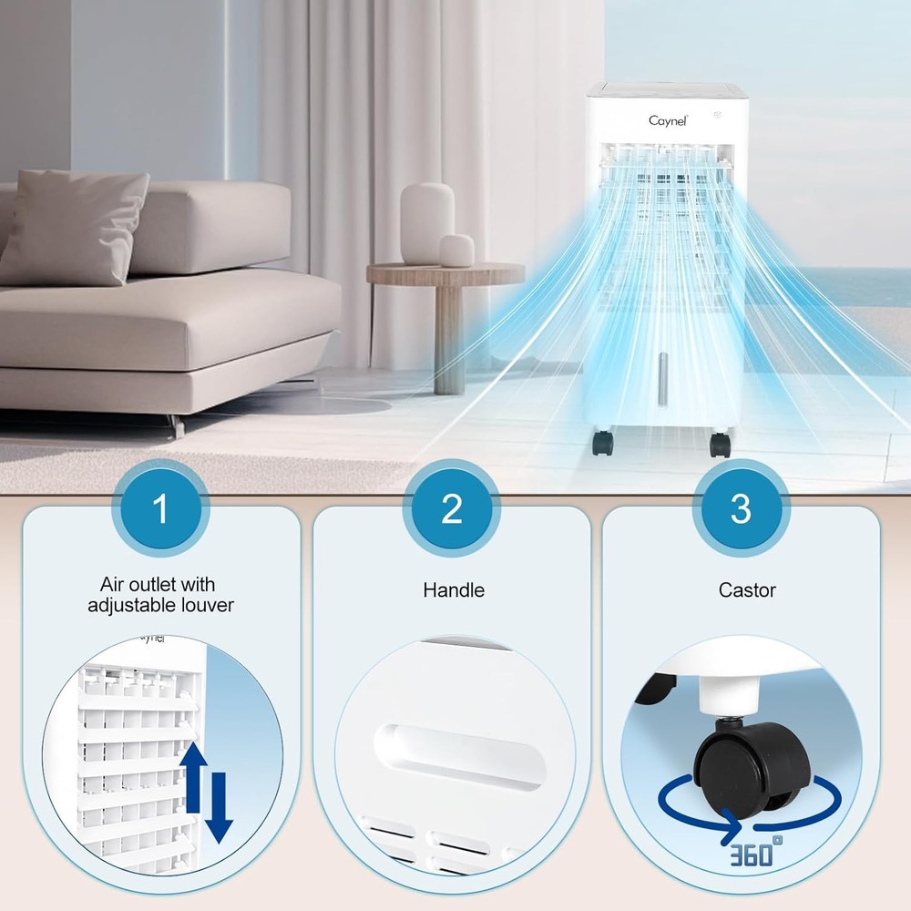 Portable Air Conditioners w/Remote, 4 Modes & 3 Speeds,Waterless Alert System