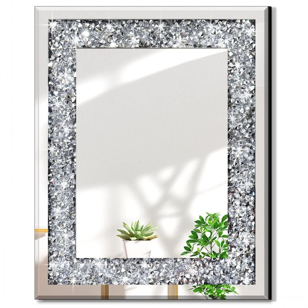 Rectangle Sparkling Decorative Wall Mirror for Home Decoration with Silver Cr...