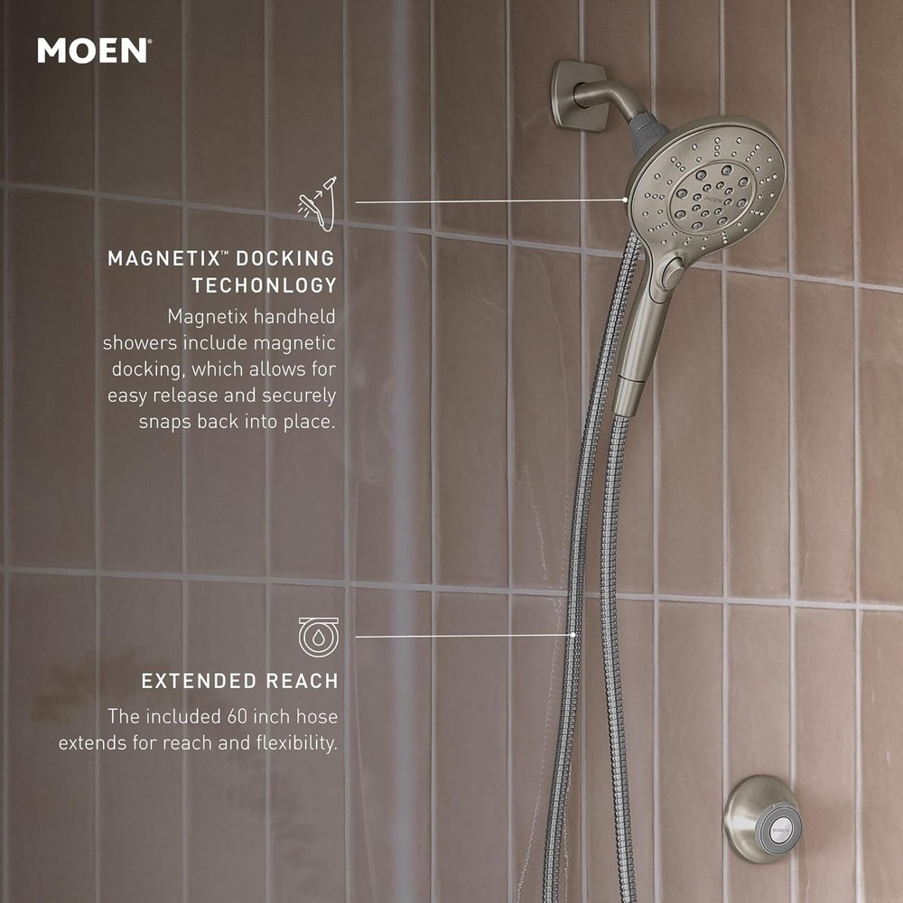 Engage Spot Resist Brushed Nickel Six-Function Removable Handheld Showerhead