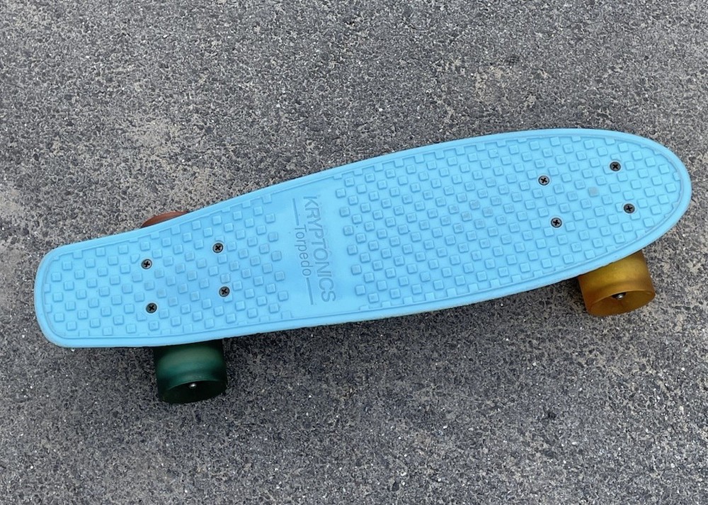 Kryptonics Classic Torpedo Board Skateboard 22" Teal Blue Donuts