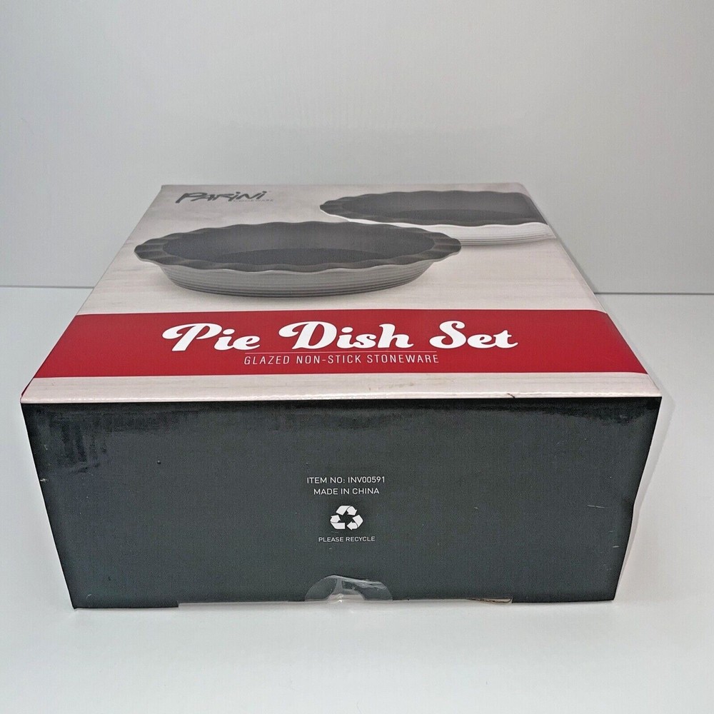 Parini Glazed Non-Stick Stoneware Pie Dish Pan Set NIB