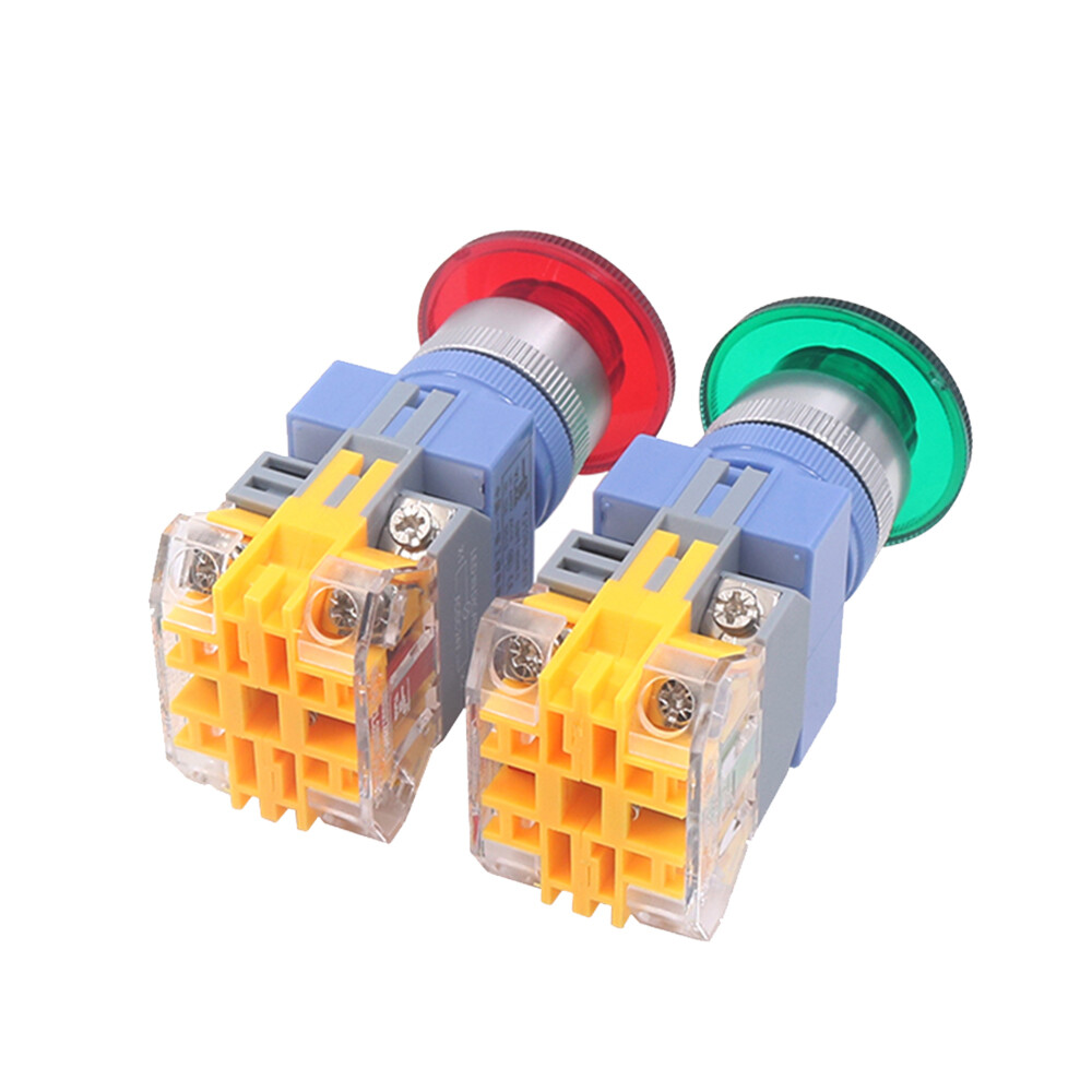 22mm Mushroom Head Switch Momentary Push Button Switch LED Illuminated Green Red