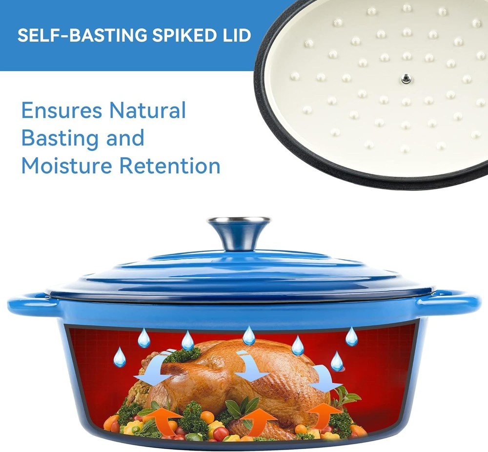 Oval Dutch Oven for Bread Baking, 4.5 Quart Non Stick Enameled Cast Iron Dutc...