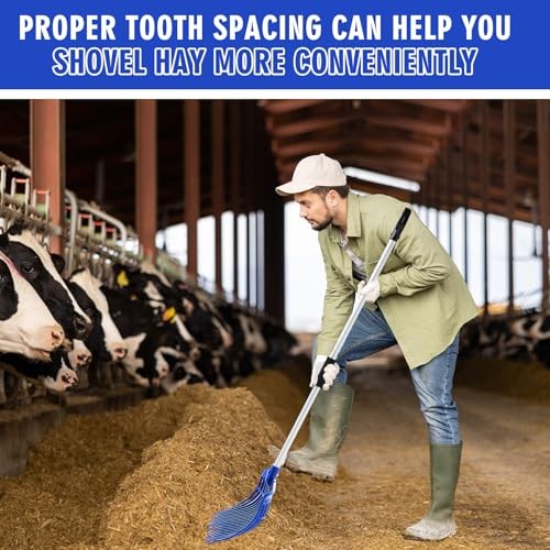 3 Sets Manure Fork with Long Metal Handle Pitch Fork Manure Blue D Shaped Grip