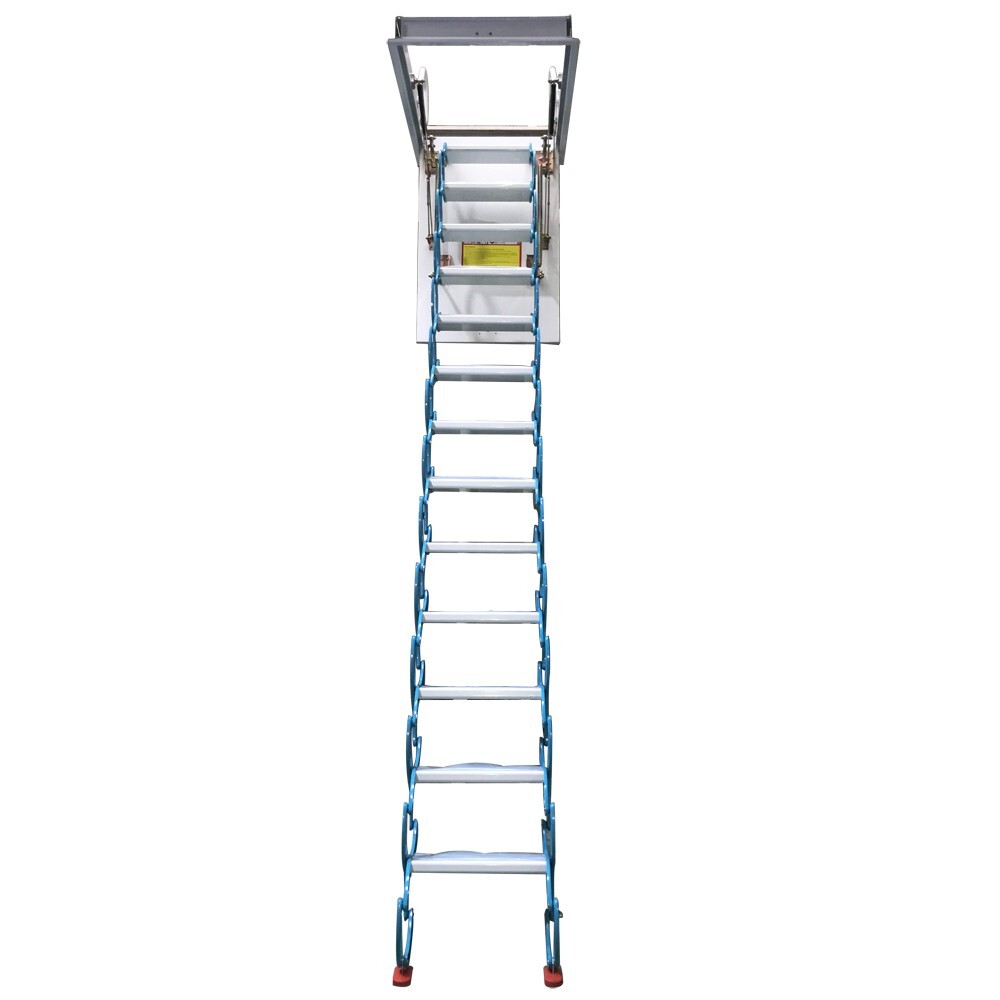 13 Steps Blue Attic Pull Down Ceiling Ladder Stairs 10.5ft Loft Ladder Folding