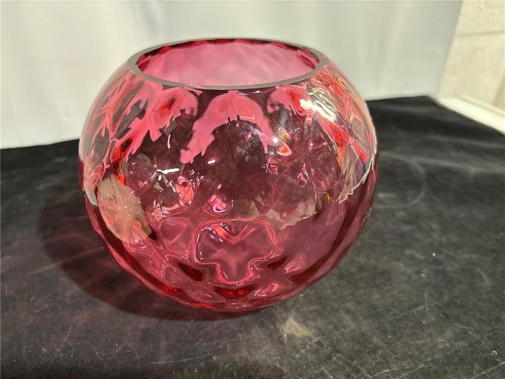 Fenton Cranberry Potpourri or Large Rose Bowl Diamond Pattern