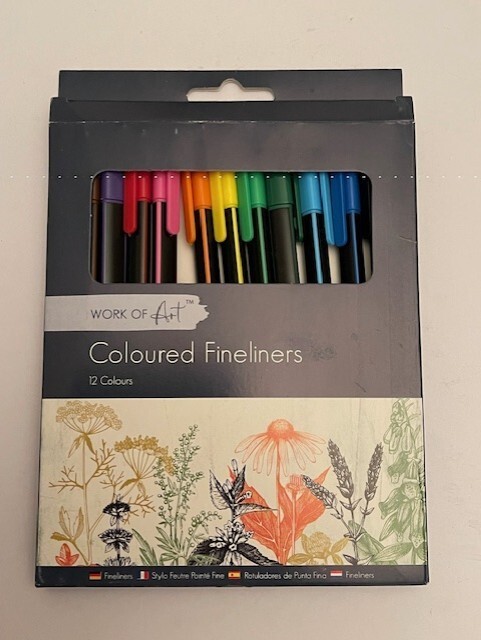 WORK OF ART COLOURED FINELINERS 12 COLOURS