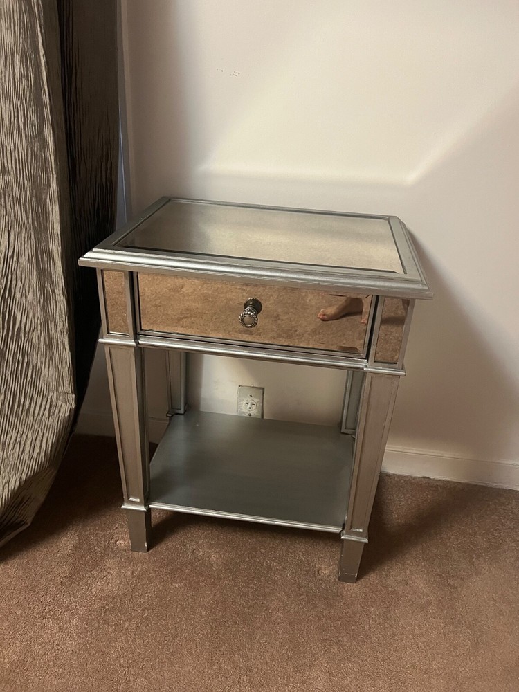 Glass night stand bedside table with drawer