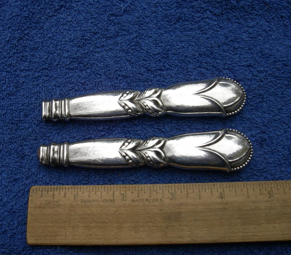 Pair GEORG JENSEN Denmark Sterling #57 Pattern SERVER HANDLES-Early GI Mark