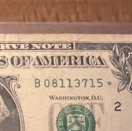 💵 $1 Dollar Bill 2013 Series B ⭐ Star Note ⭐  Duplicate ERROR 08113715