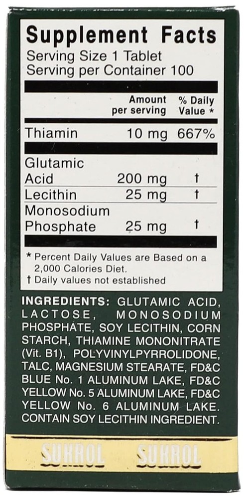 SUKROL, Vitamin, Improve Healthy Brain Function, 100 Tablets, Bottle