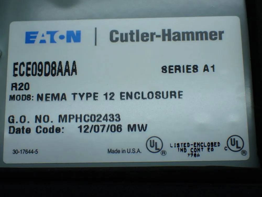 EATON ECE09D8AAA STARTER W/ ENCLOSURE 10251700538