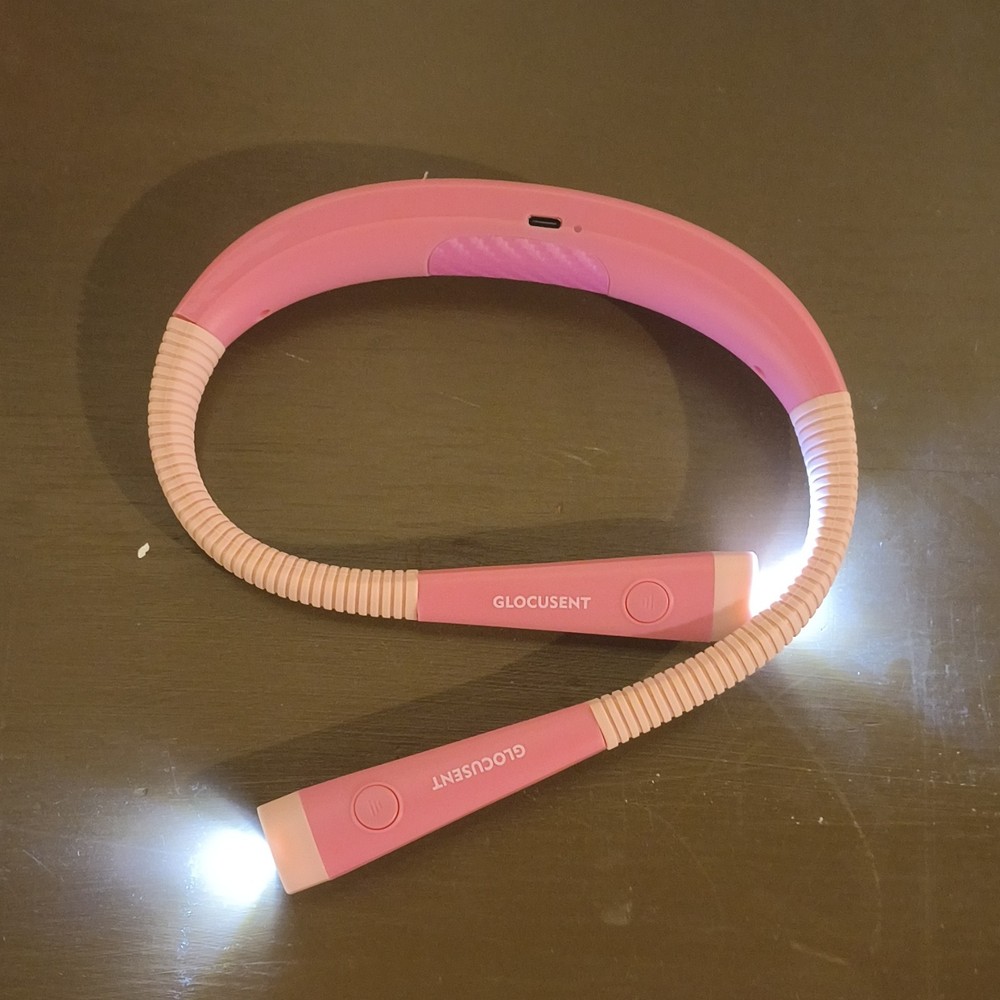 Glocusent Pink USB LED Book Light Adjustable Flexible Portable White Light