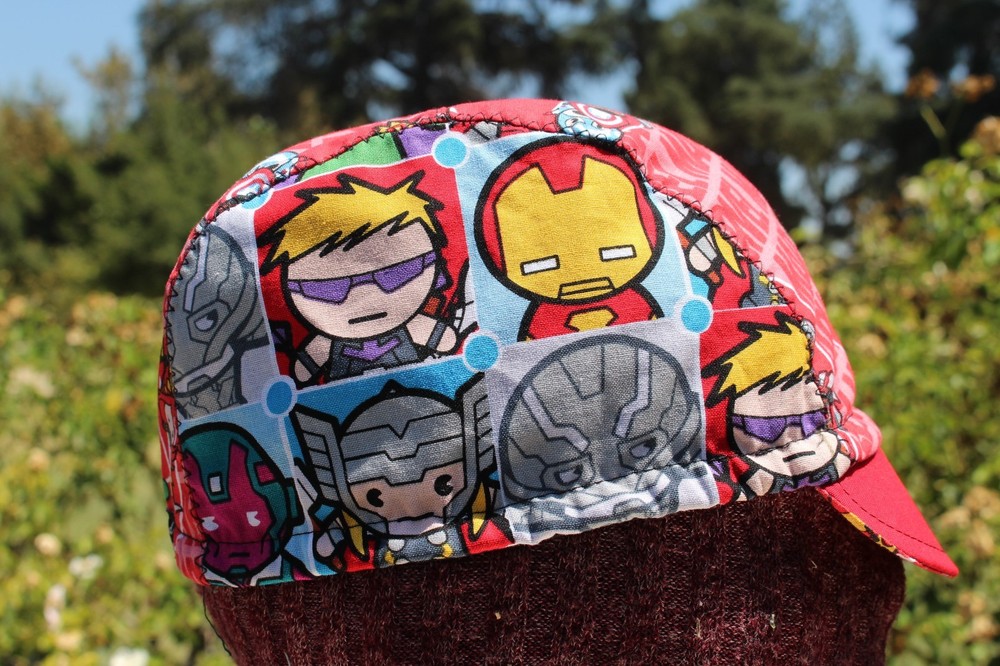 CYCLING CAP MINI MARVEL COMIC 100% COTTON ONE SIZE HANDMADE
