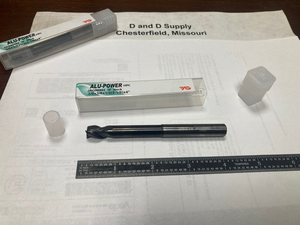 YG-1 Tool JAG96902, 3/8" Sq, CC End Mill, Solid Carbide, 3FL, Super DLC
