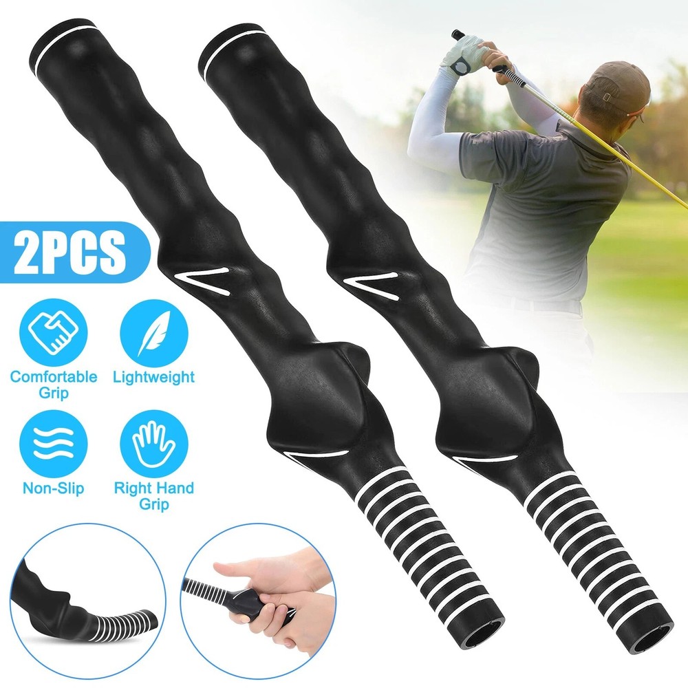 2PCS Right-Hand Golf Swing Training Grip Aid Standard Teaching Warm Up Trainer
