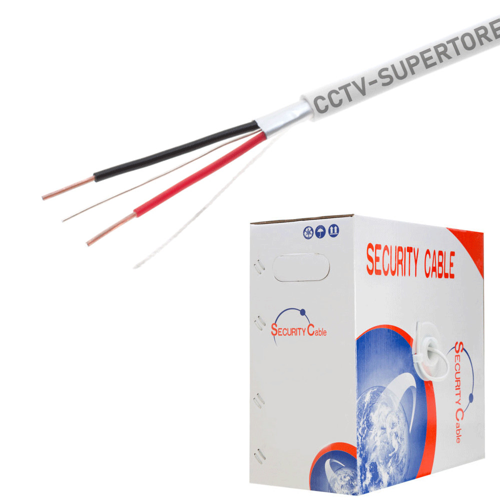 500FT 22/2 AWG Solid Alarm Wire Cable CCA Shielded White for Security System