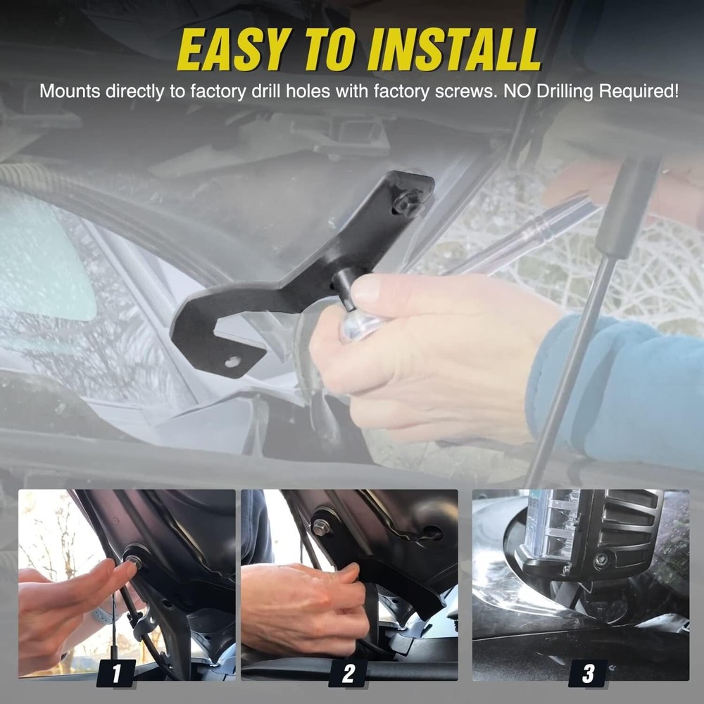 Nilight Ditch Light Brackets Hood Hinges Mount Bracket Kit for Work Light