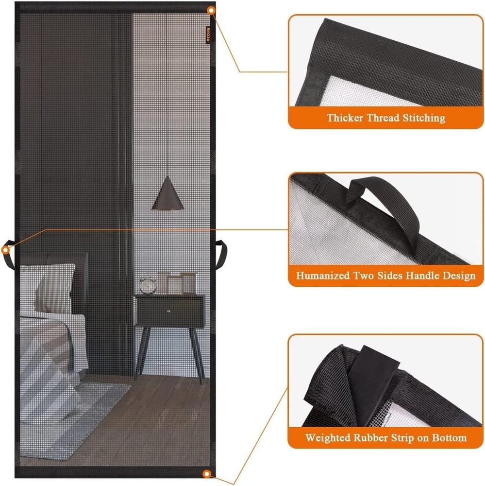 Fireproof Hanging Screen Door - Easy Install 36" x 98" Fits with Weighted Bottom