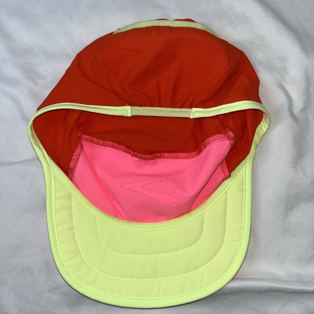 Brooks Running Lightweight Packable Hat Adjustable Cap Red Neon Pink