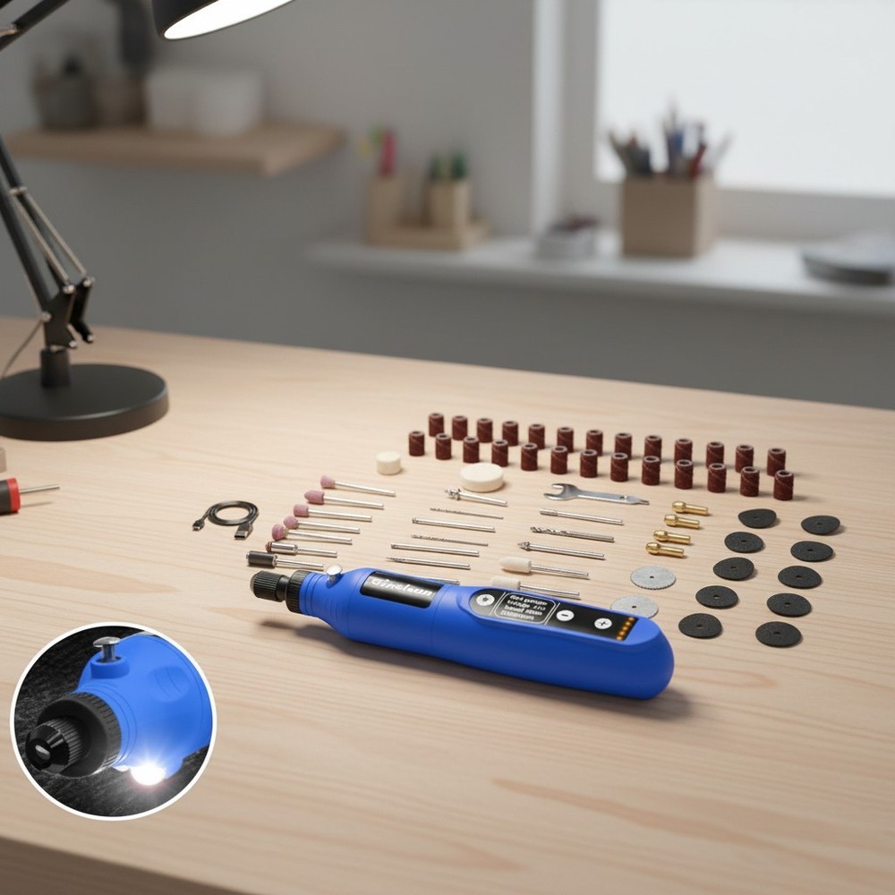 Versatile Cordless Rotary Tool - 3.7V, 70 Accessories, LED Light for Precision