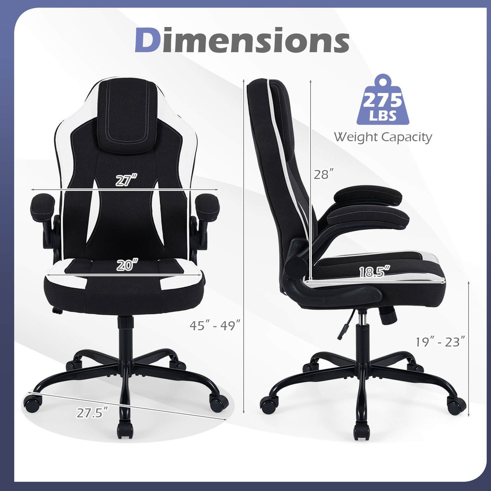 Office Chair w/90° Flip-up Armrests, Adjustable Height & Rocking Function,Wheels