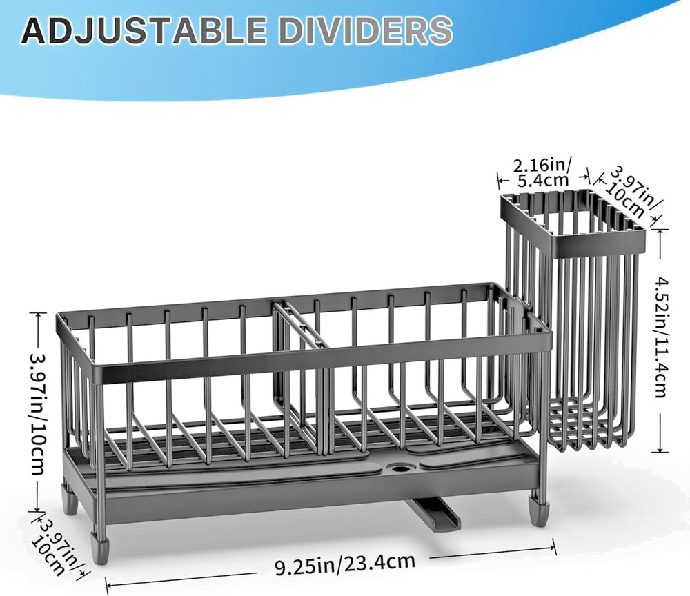 Sponge Holder Kitchen Sink Sink Caddy Organizer High Brush Holder(Black, 9.25″)