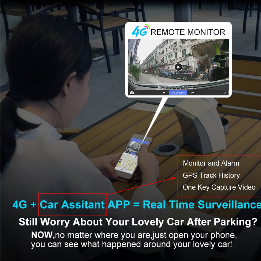 4G smart Car DVR Camera Android rear view backup mirror Dash Cam GPS navigation