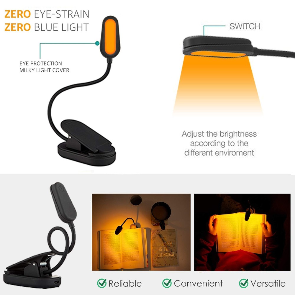 Amber Light + Giftable Amber Book Light - Blue Light Blocking - Night Reading...