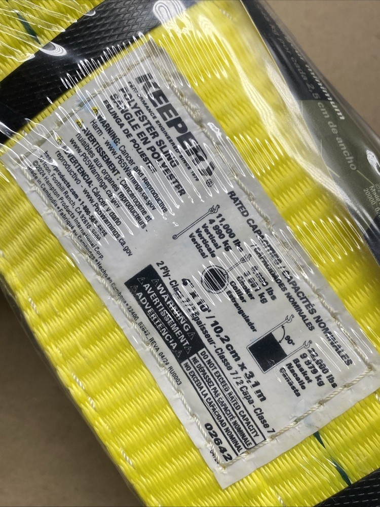 4" x 10' Polyester Lifting Sling Eye & Eye 2 Ply Tow Strap