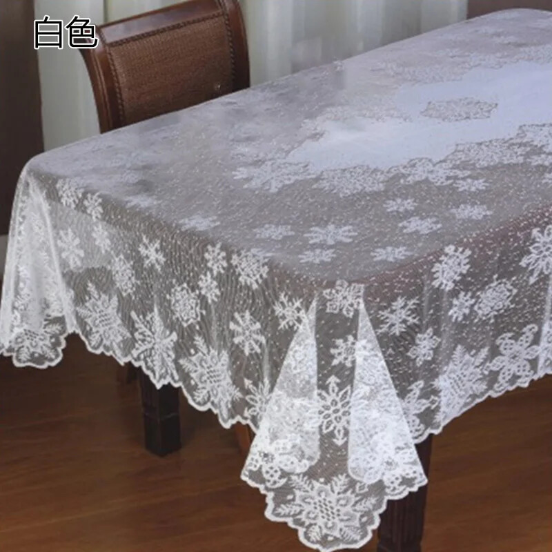 1PC Round/Rectangle Tablecloth White Lace Tablecloth Dining Table Cover