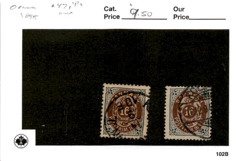 Denmark, Postage Stamp, #47, 47a Used, 1895 (AC)