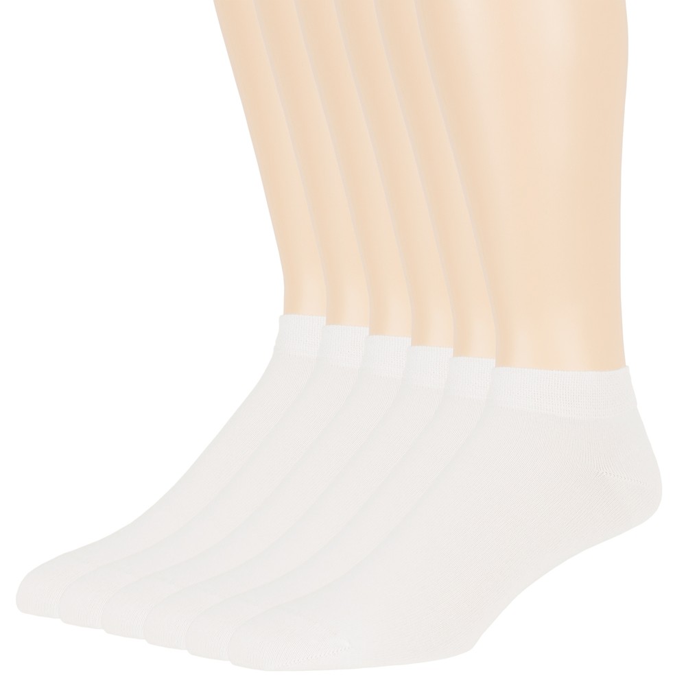 Men's Bamboo 6 Pack Solid Thin Ankle Low Cut Socks L-M Black Khaki Grey White