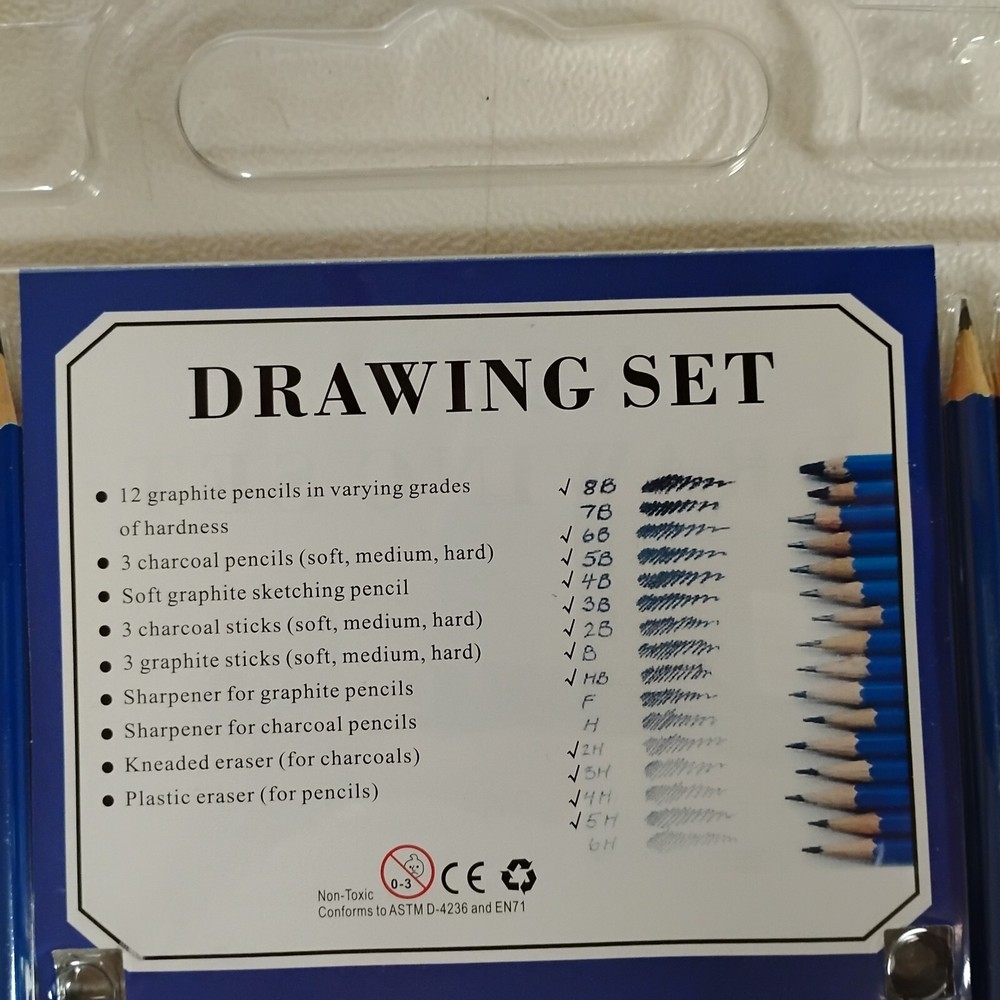 Kozzi Drawing Set 26 Pc Premium Sketching Tools Graphite Charcoal pencils sticks