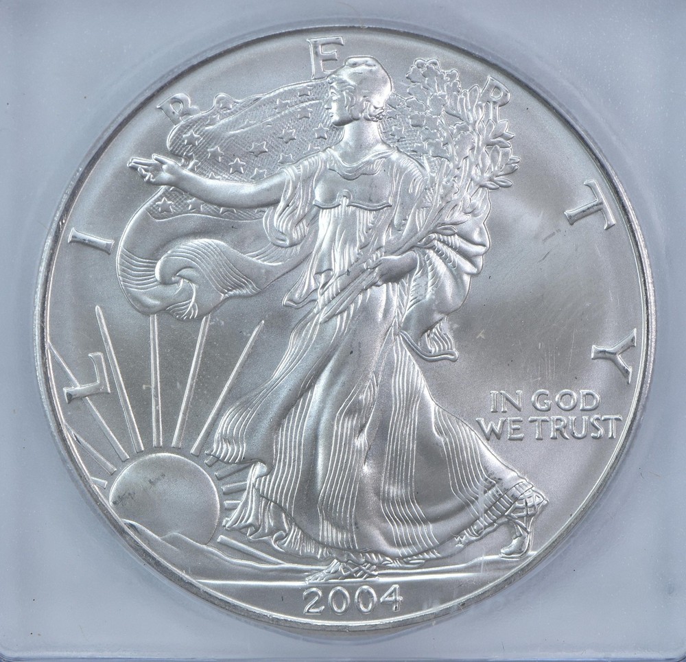 2004 American Silver Eagle Mint Error Struck Thru Authentic ICG