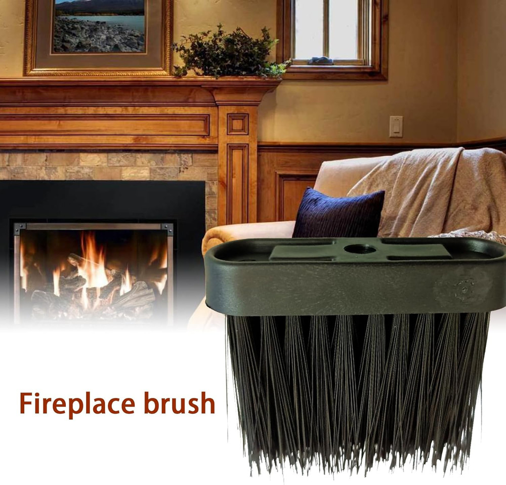 2Pcs Fireplace Brush Replacement Head Oblong Hearth Black