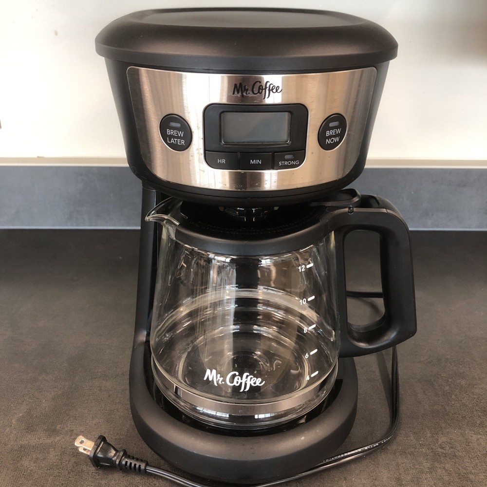 Mr. Coffee 12 Cup Programmable Coffee Maker with Strong Brew, Stainless Clean