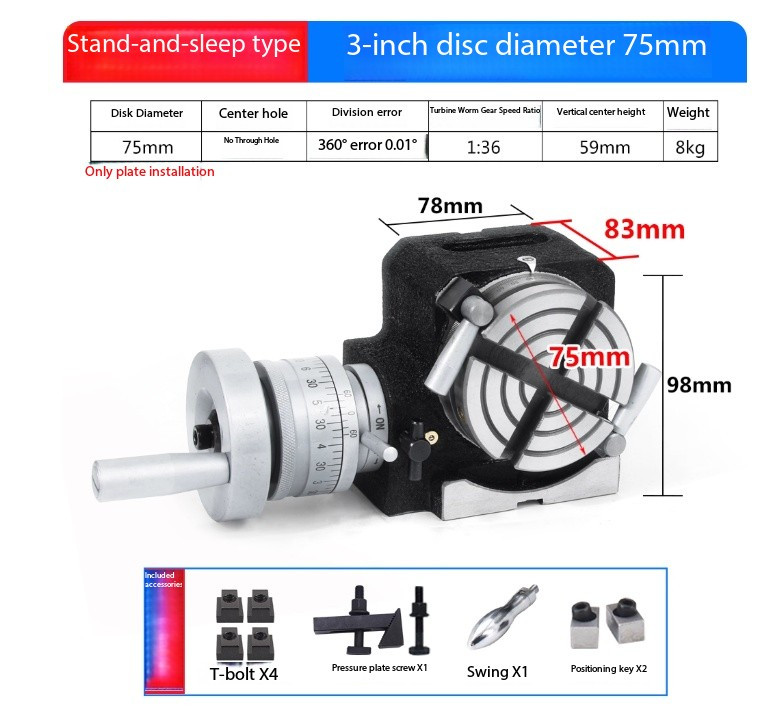 HV-8 Milling Machine Horizontal Indexing Table Milling Machine Rotary Table