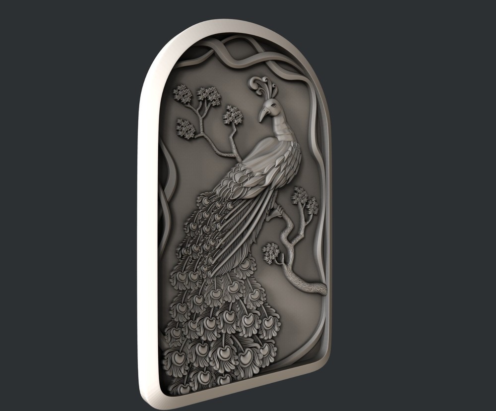 3d STL models for CNC, Artcam, Aspire, relief Peacock