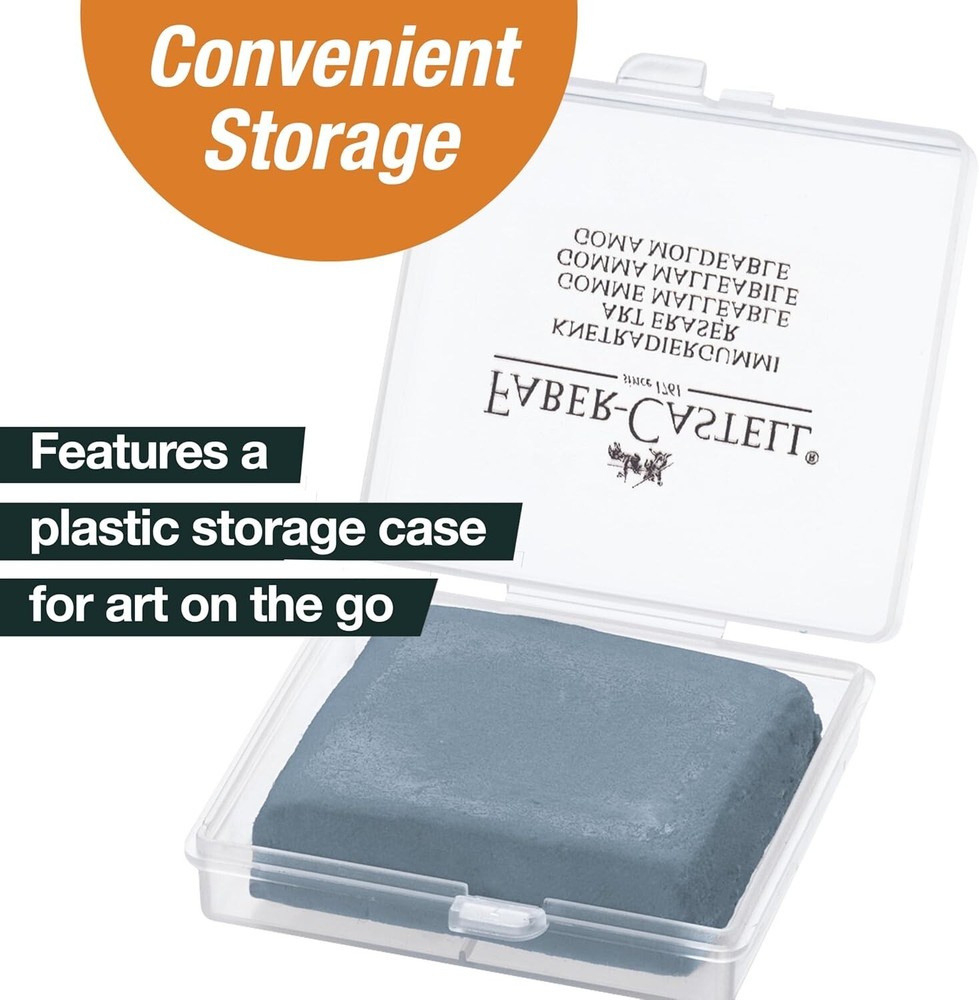 Versatile Grey Kneaded Eraser with Storage Case - Ideal for Drawing & Sketching