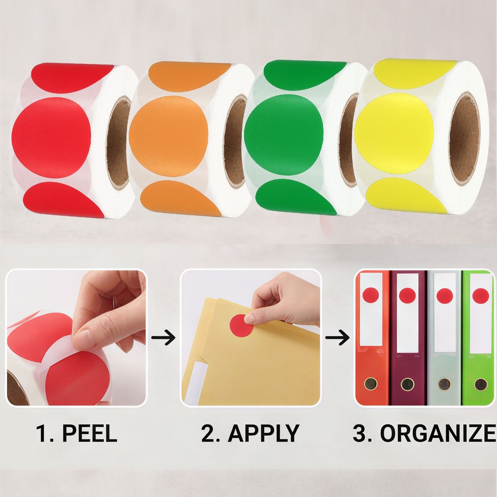 300Pcs Colored Dot Thermal Labels (Brown, 4 Inch)