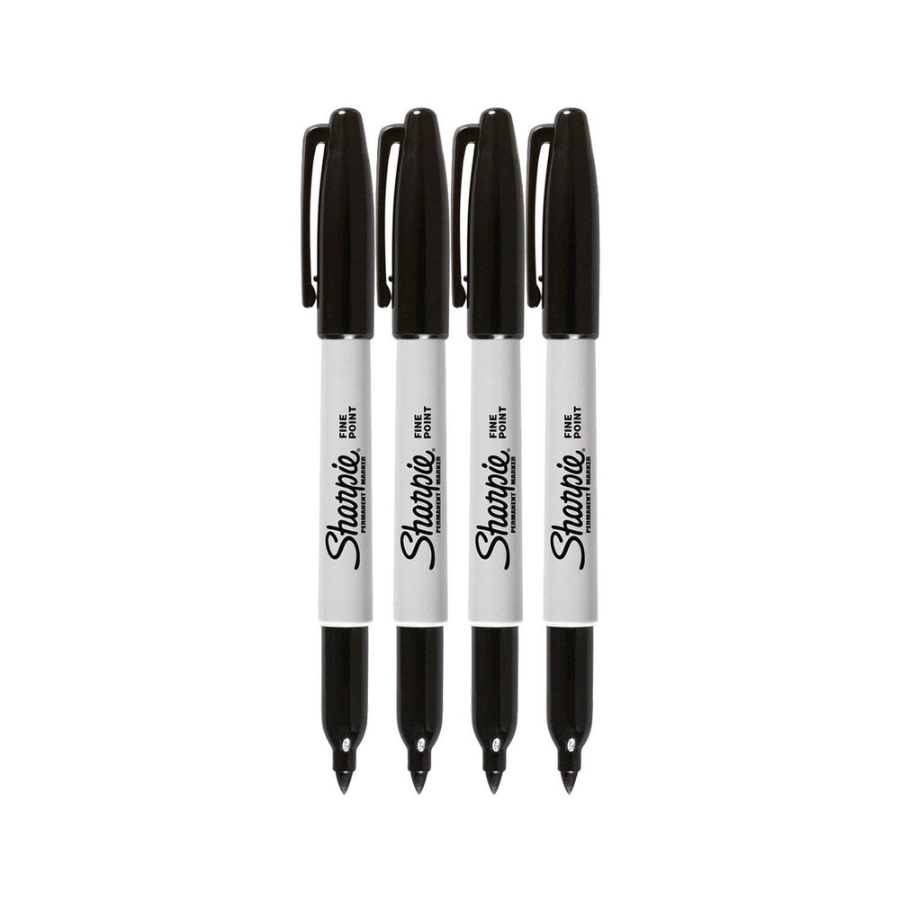 Permanent Markers, Fine Point, Black Ink (4-Pack)
