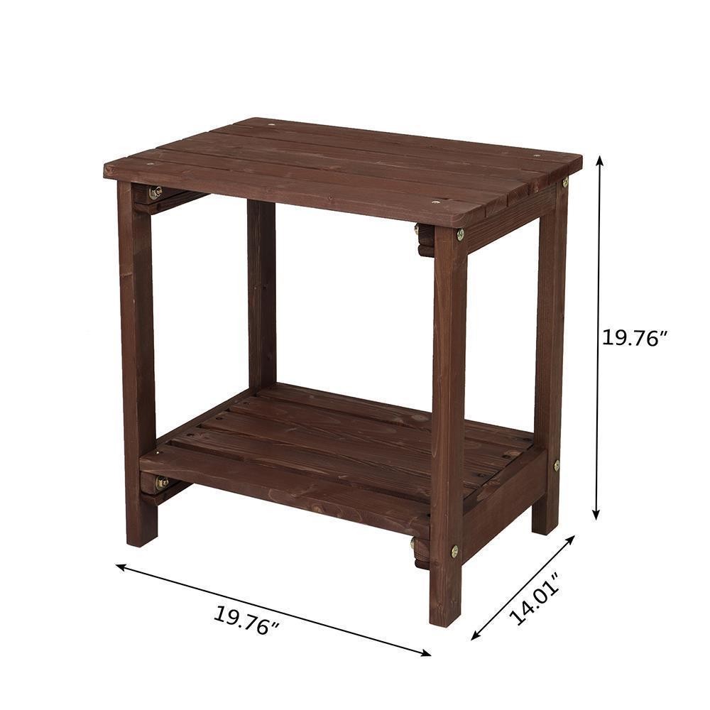 Wooden Side End Table Patio Coffee Bistro Rectangular Table Water-Resistant Yard