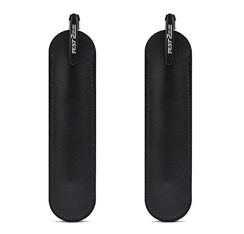 Genuine Leather Single Pen Case Holder Pencil Pouch () 2 Pack Black