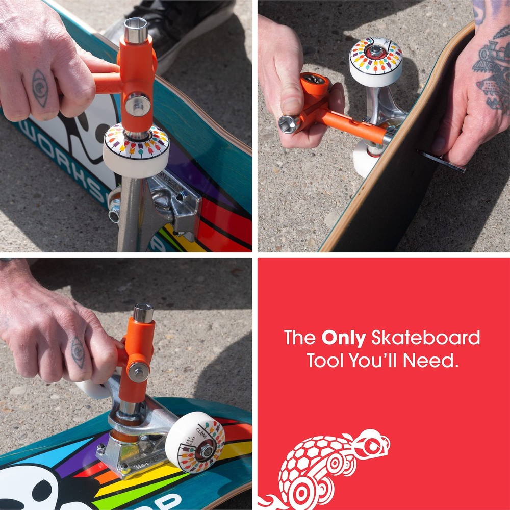 Skate Tool - Multi-Function Portable Tool Accessory for a Skateboard, Longboa...