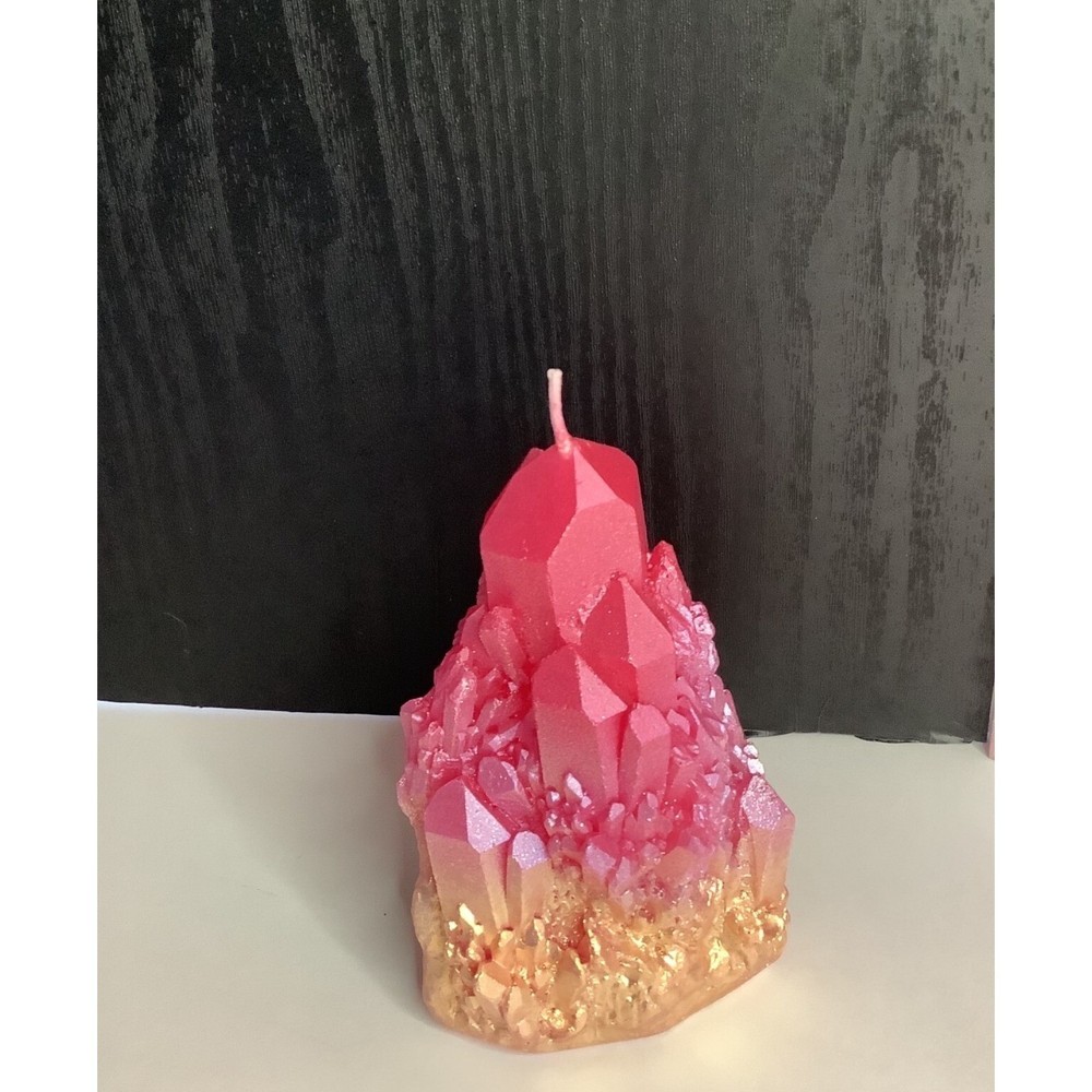 NEW Pink & Gold Quartz Formation Shaped Candle