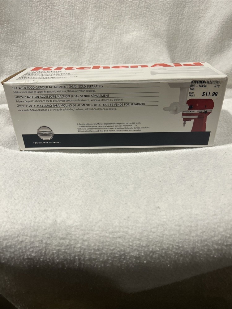 KitchenAid Sausage Stuffer Stand Mixer Attachment - White