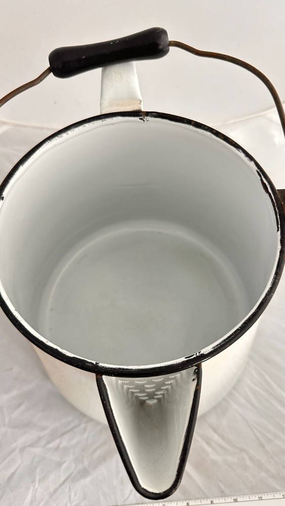 Vintage White Enamelware Coffee Percolator