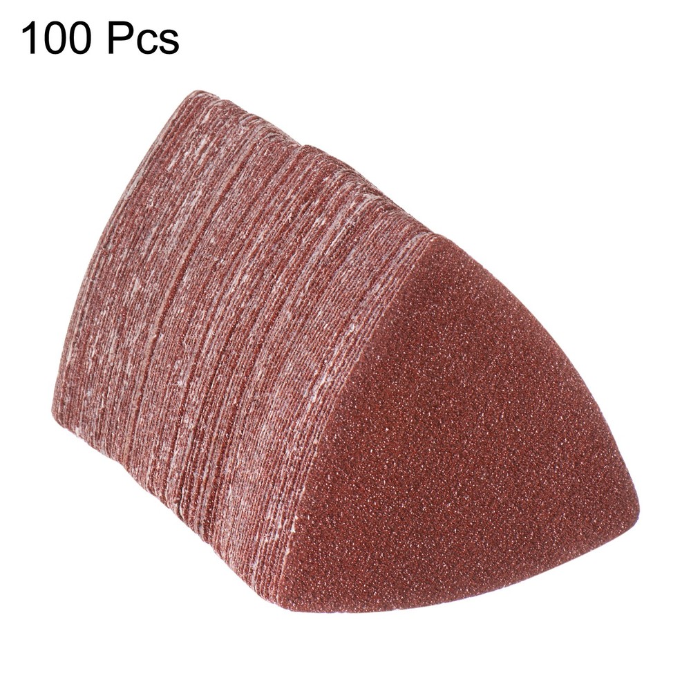 100pcs 40 Grits 80mm Aluminum Oxide Triangular Hook & Loop Sandpapers Pads