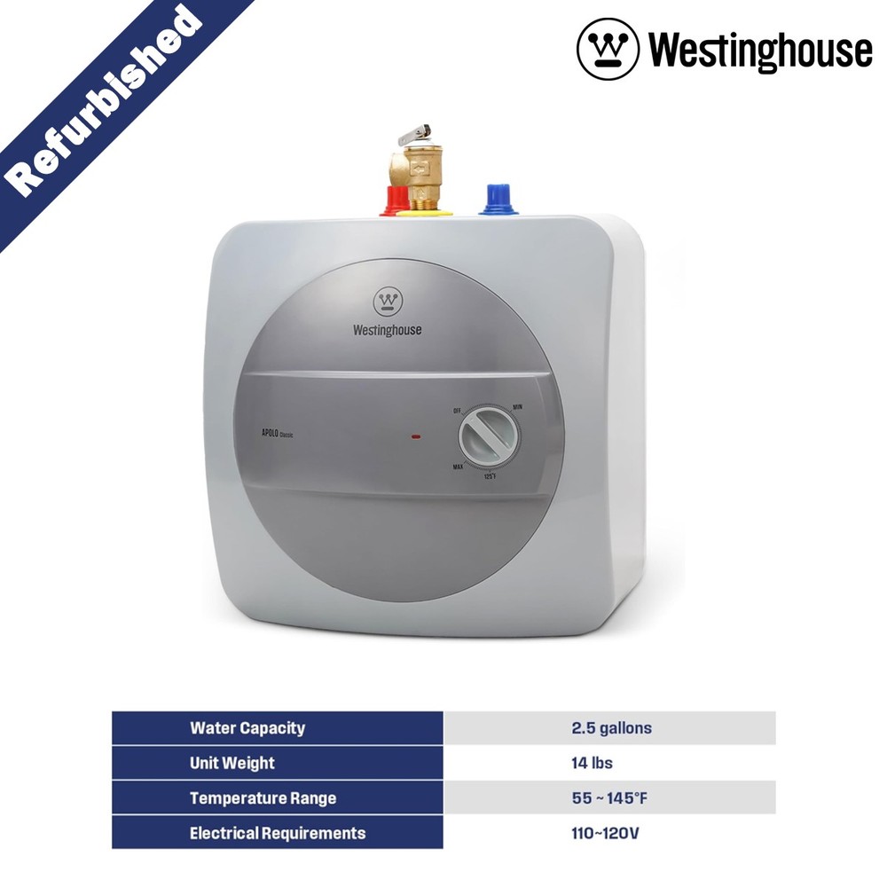 2.5 Gallon Electric Mini-tank Water Heater 1440W Wall or Floor Mounted - USED